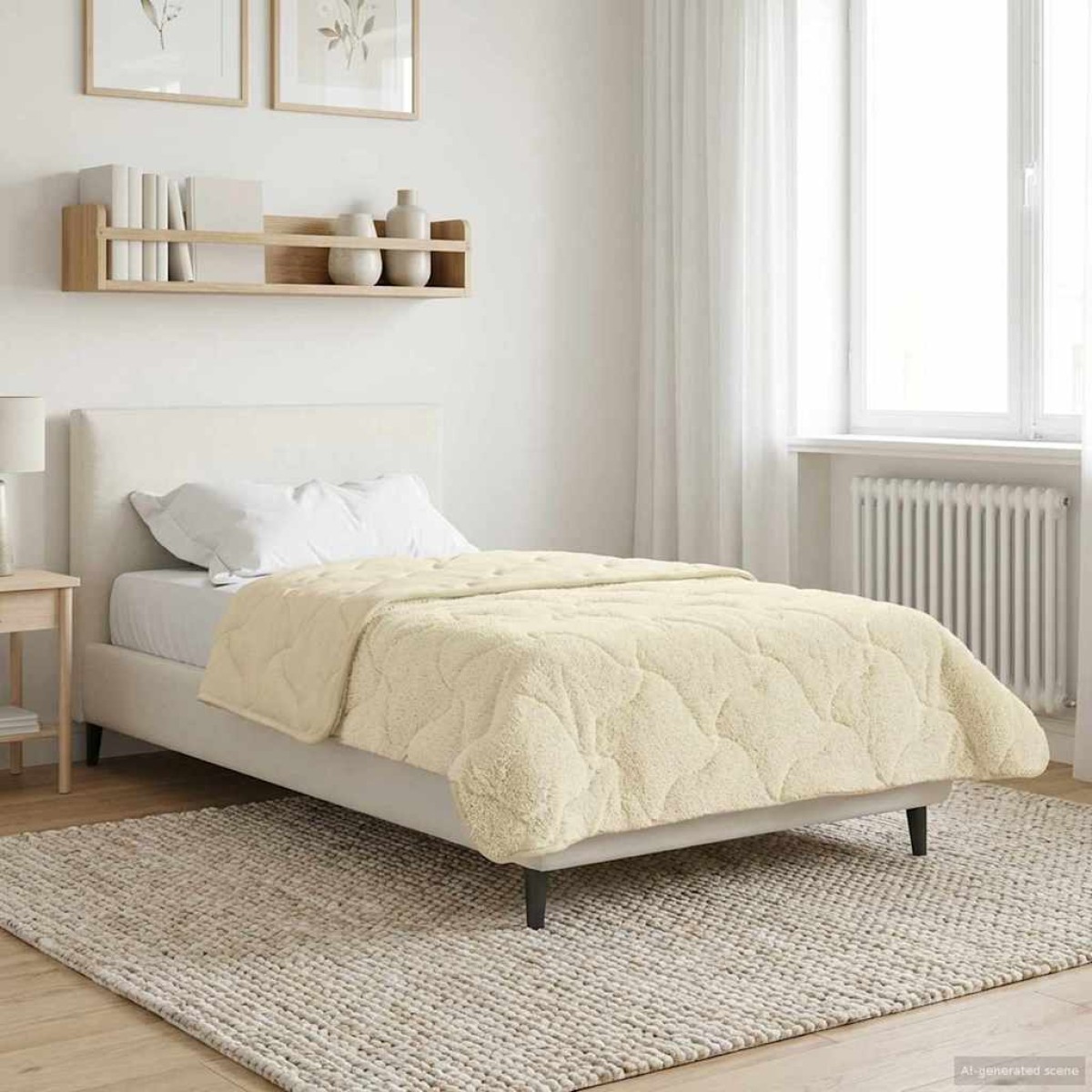 vidaXL Χειμερινό Παπλωματοθήκη 140 x 220 cm Χειμώνας Κρεμ Αναπνεύσιμο