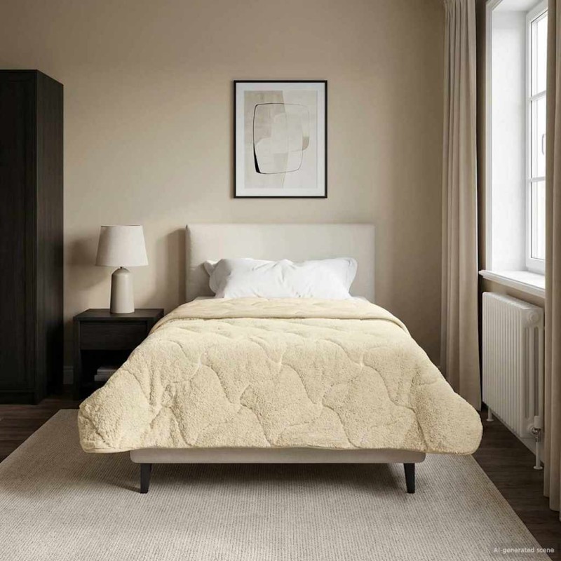 vidaXL Χειμερινό Παπλωματοθήκη 140 x 220 cm Χειμώνας Κρεμ Αναπνεύσιμο