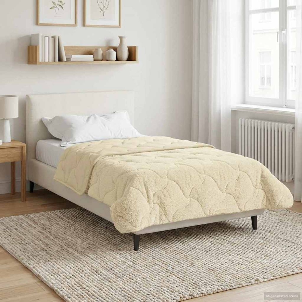 vidaXL Χειμερινό Παπλωματοθήκη 155 x 220 cm Χειμώνας Κρεμ Αναπνεύσιμο