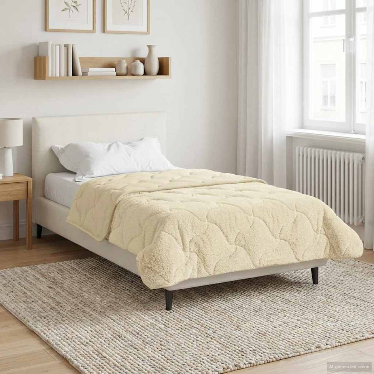vidaXL Χειμερινό Παπλωματοθήκη 155 x 220 cm Χειμώνας Κρεμ Αναπνεύσιμο
