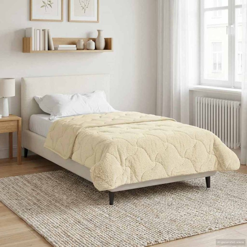vidaXL Χειμερινό Παπλωματοθήκη 155 x 220 cm Χειμώνας Κρεμ Αναπνεύσιμο