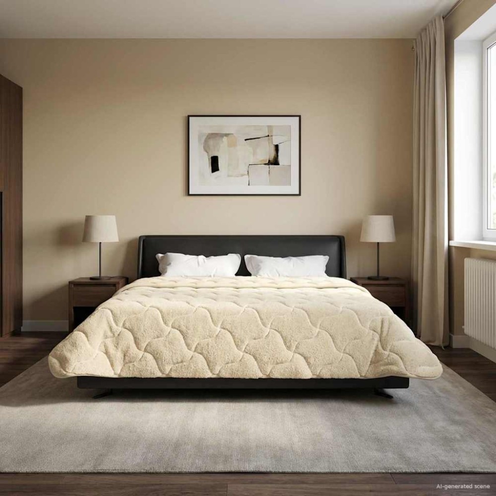 vidaXL Χειμερινό Παπλωματοθήκη 220 x 240 cm Χειμώνας Κρεμ Αναπνεύσιμο