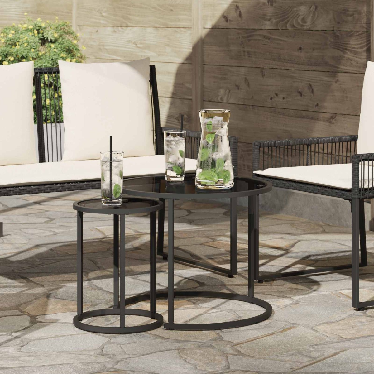 vidaXL Σετ Τραπεζιού Για Καφέ 2 τμχ. 55 x 55 x 45 cm ατσάλι