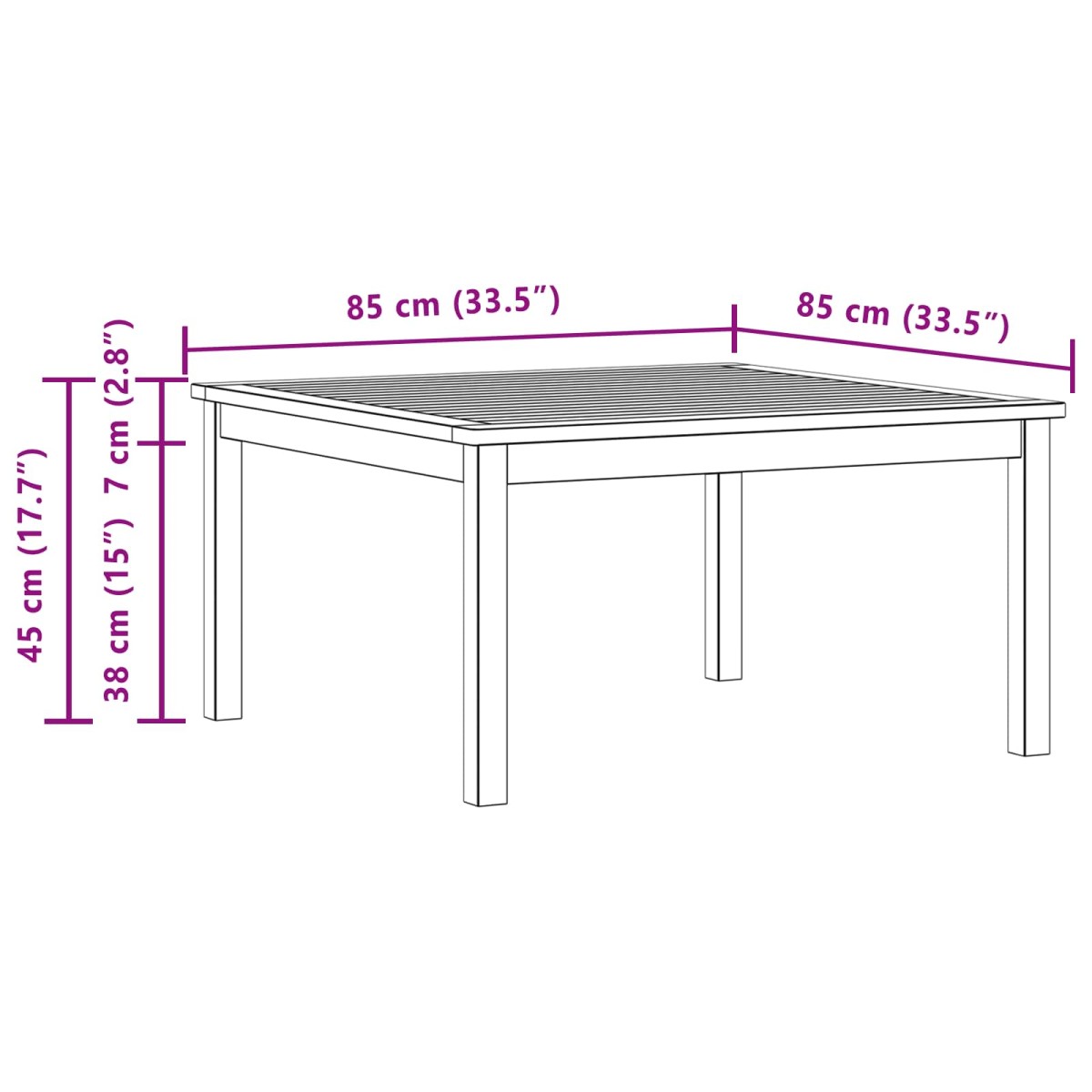 vidaXL Τραπεζάκι σαλονιού Ανοιχτό ακασία 85 x 85 x 45 cm