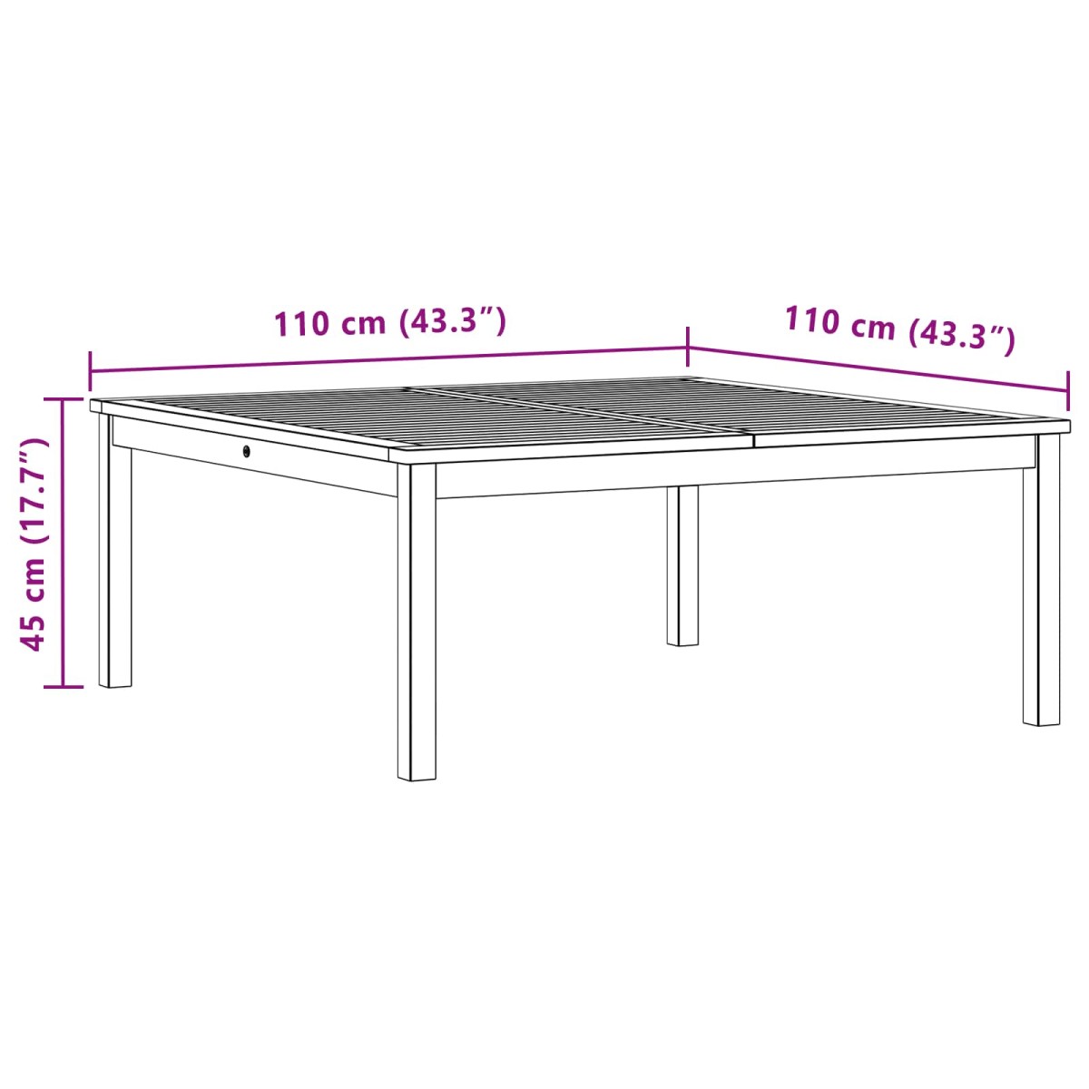 vidaXL Τραπεζάκι σαλονιού Ανοιχτό ακασία 110 x 110 x 45 cm