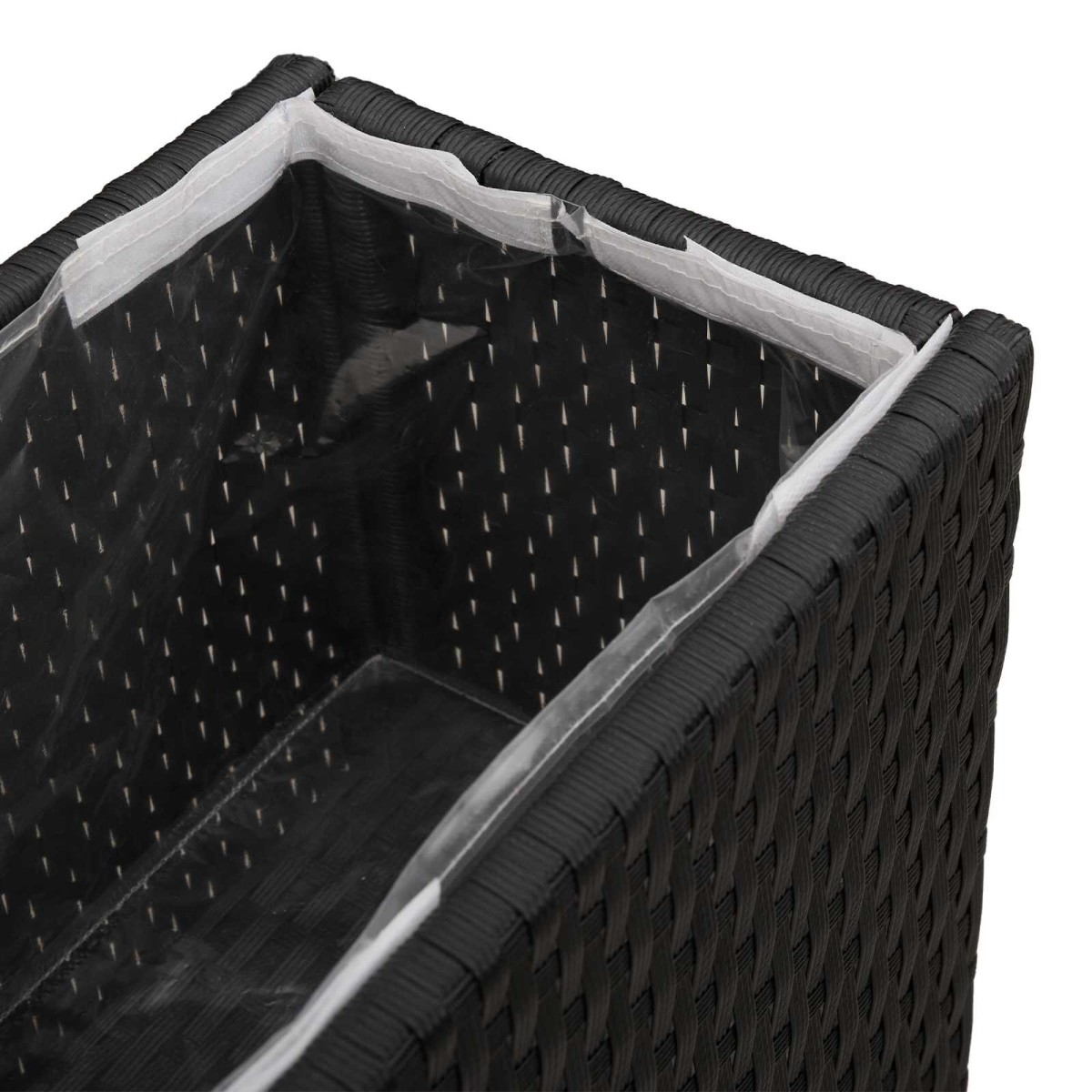 vidaXL Ψηλός γλάστρα Μαύρο 55 x 22 x 70 εκ συνθετικό ρατάν