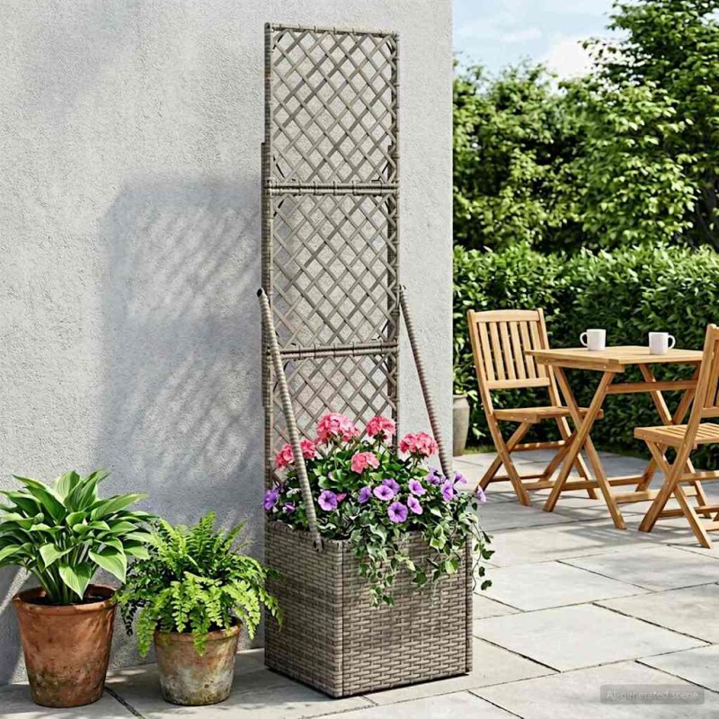 vidaXL Κηποτινάκι με Τρέλα Γκρι 35 x 30 x 135 εκ συνθετικό ρατάν