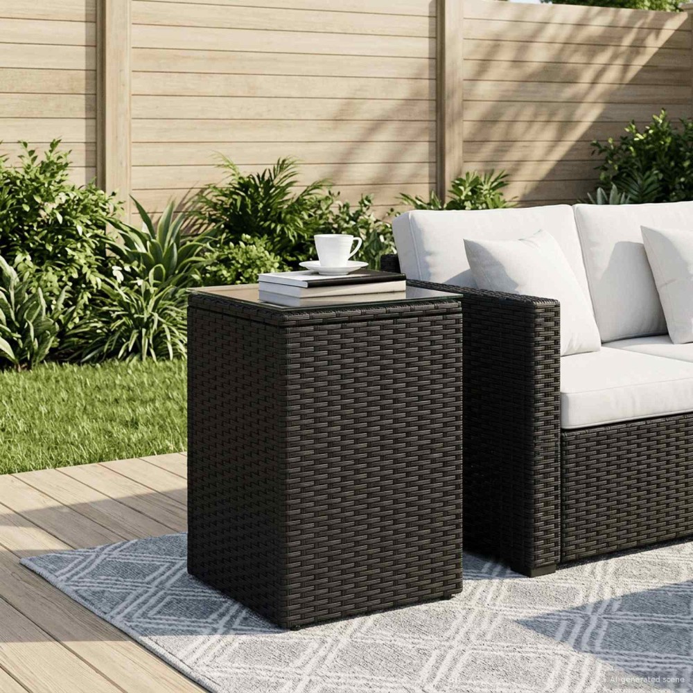 vidaXL Τραπεζάκι Πλευράς Μαύρο 35 x 35 x 70 cm συνθετικό ρατάν