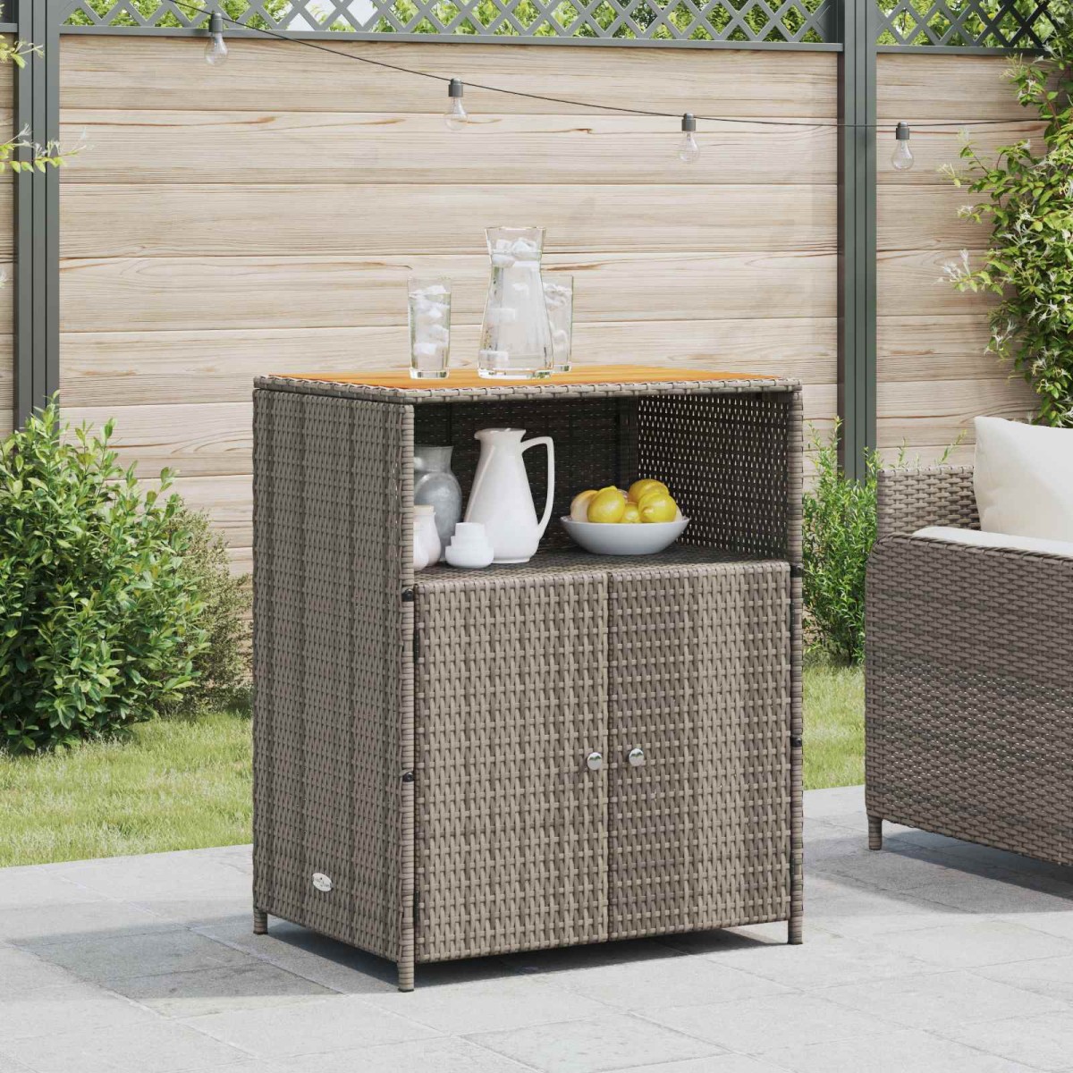 vidaXL Ντουλαπιού Γκρι 70 x 50 x 87 εκ Πολυεστέρας και Ρόλυ Ράττεν