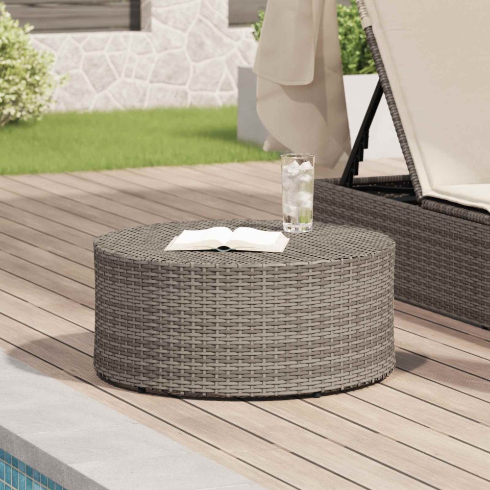 vidaXL Εξωτερικό Τραπέζι Καφέ Γκρι Ø 68 x 30 εκ. συνθετικό ρατάν