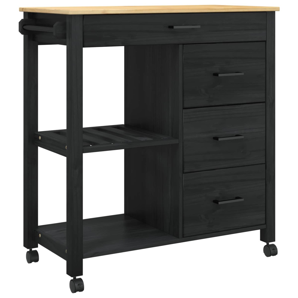 vidaXL Καρότσι Κουζίνας MONZA Μαύρο 84 x 40 x 88,5 εκ.