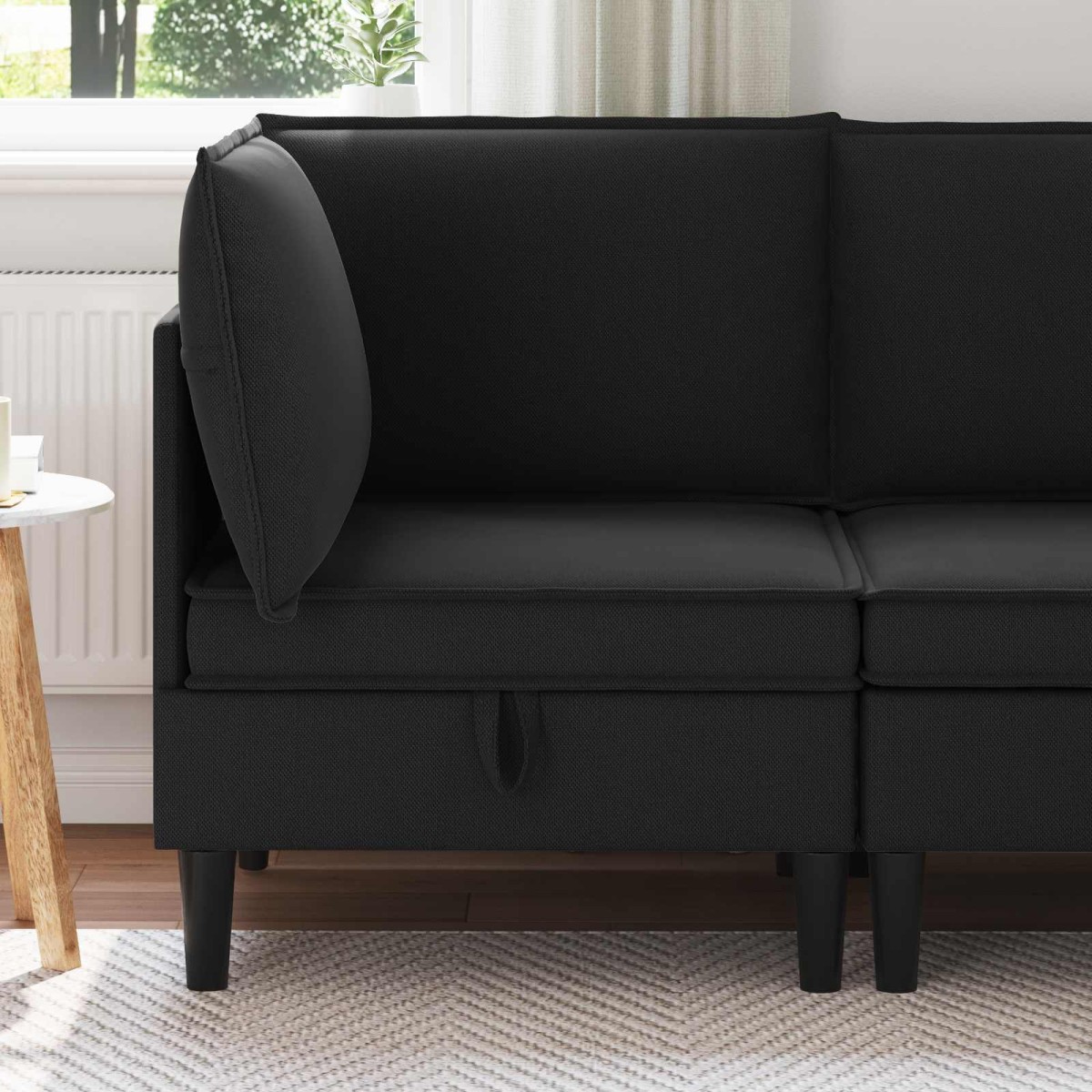 vidaXL Γωνιακός καναπές με αποθηκευτικό χώρο Μαύρο Βελούδο
