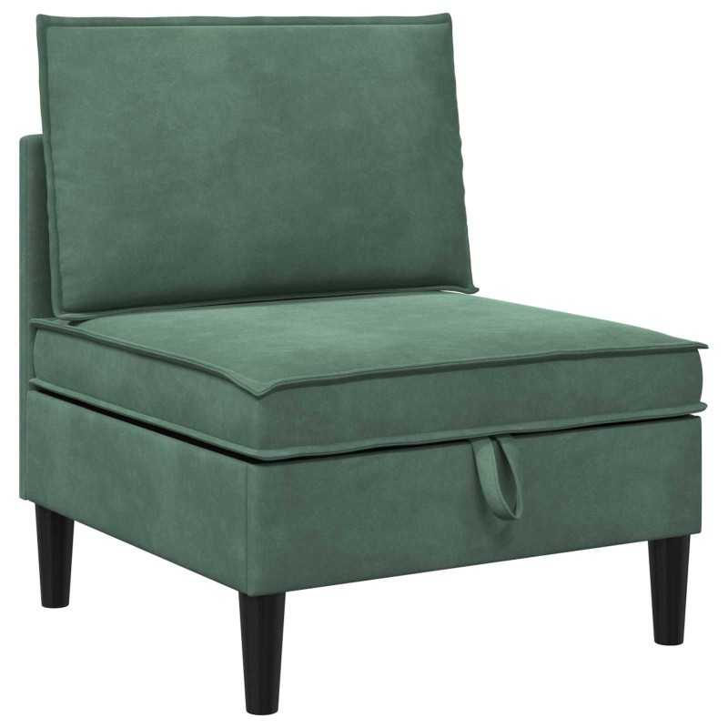 vidaXL Μεσαίος Καναπές με Αποθήκη Θαλασσί Βελούδο