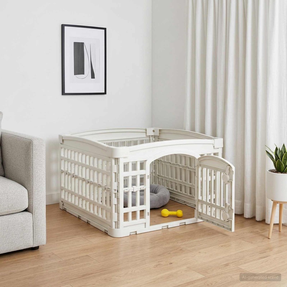 vidaXL Αλάνα Σκύλου 4 Πάνελ 60 x 60 x 38 cm Πλαστικό Λευκό
