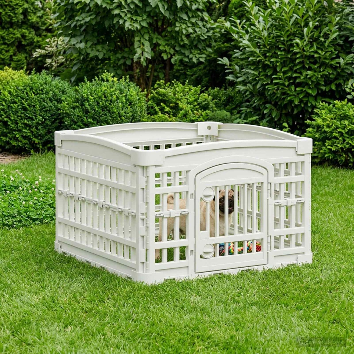 vidaXL Αλάνα Σκύλου 4 Πάνελ 60 x 60 x 38 cm Πλαστικό Λευκό