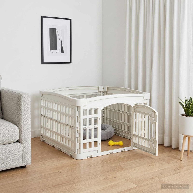 vidaXL Αλάνα Σκύλου 4 Πάνελ 60 x 60 x 38 cm Πλαστικό Λευκό
