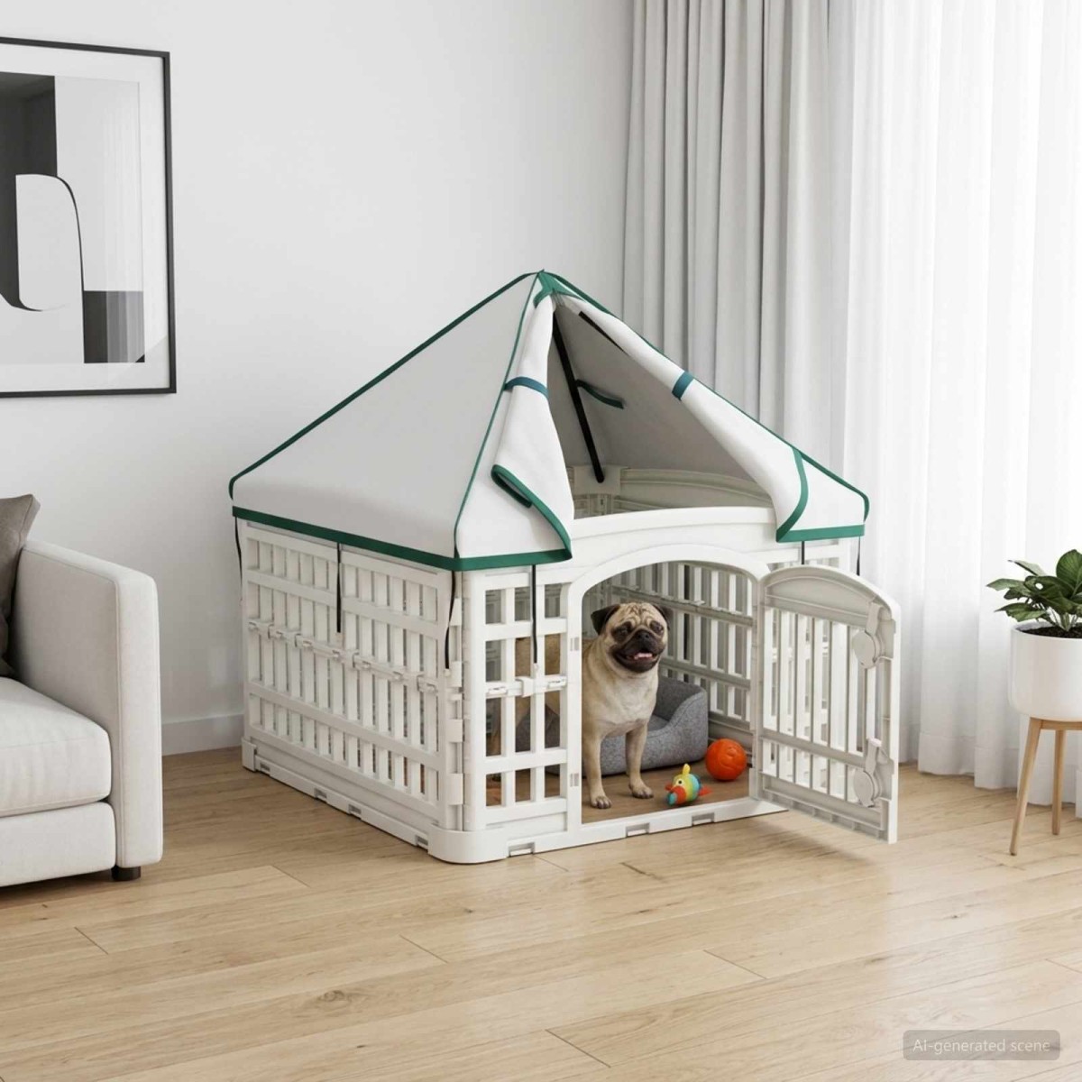vidaXL 4 Πάνελ Τσουληθράκι με Σκεπή 60 x 60 x 82 εκ Πλαστικό Λευκό