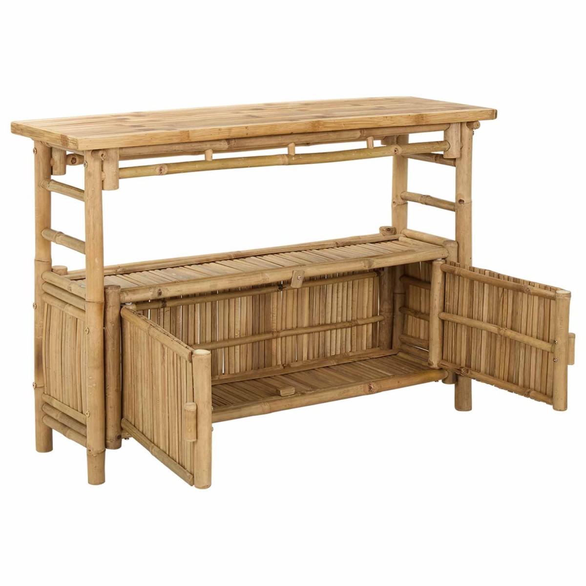 vidaXL Τραπέζι κονσόλας με ράφι Φυσικό 110 x 35 x 75 cm Μπαμπού