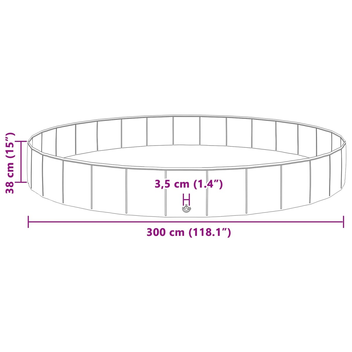 vidaXL Πισίνα Σκύλου Κόκκινο Ø300 x 38 cm Χοντρό PVC