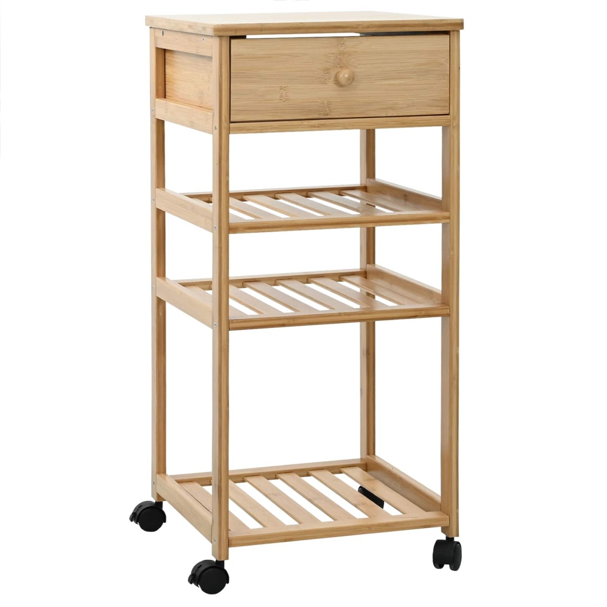 vidaXL Καλάθι κουζίνας με ρόδες Φυσικό 37 x 36 x 80 εκ Μπαμπού