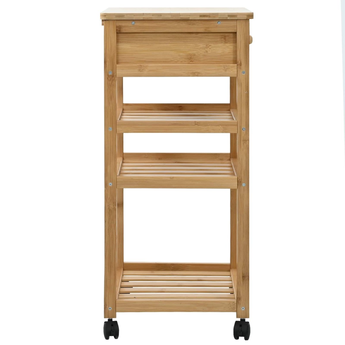 vidaXL Καλάθι κουζίνας με ρόδες Φυσικό 37 x 36 x 80 εκ Μπαμπού