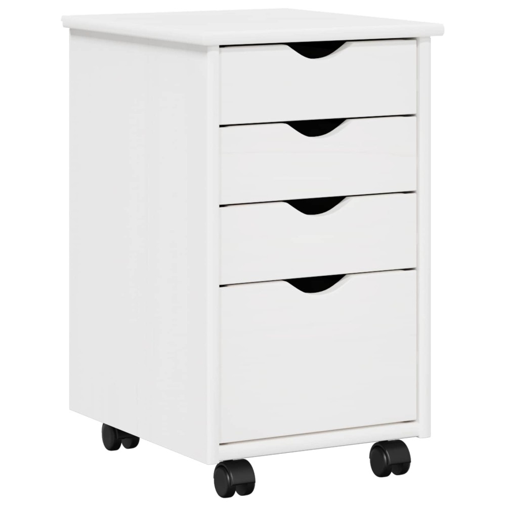 vidaXL Κινητό Ντουλάπι με τροχούς Λευκός 34 x 39 x 56 εκ Στερεό πεύκο