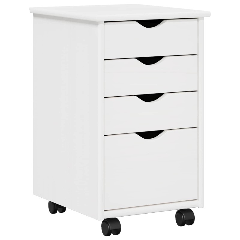 vidaXL Κινητό Ντουλάπι με τροχούς Λευκός 34 x 39 x 56 εκ Στερεό πεύκο