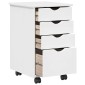 vidaXL Κινητό Ντουλάπι με τροχούς Λευκός 34 x 39 x 56 εκ Στερεό πεύκο