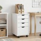 vidaXL Κινητό Ντουλάπι με τροχούς Λευκός 34 x 39 x 56 εκ Στερεό πεύκο