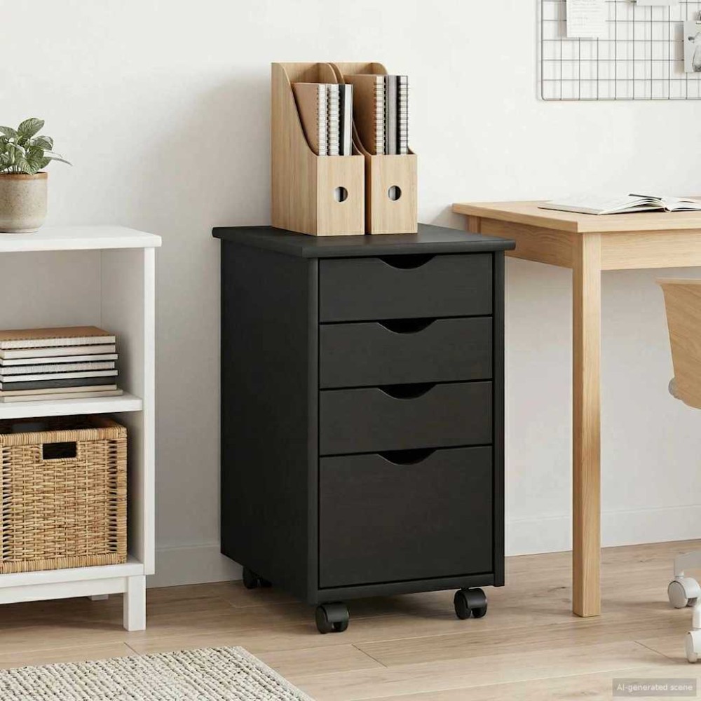 vidaXL Κινητό Ντουλάπι με τροχούς Γκρι 34 x 39 x 56 εκ Στερεό πεύκο