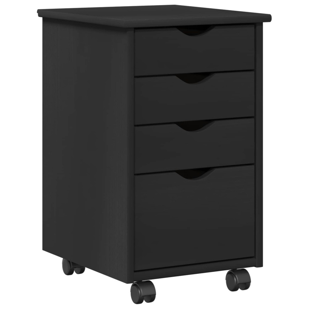 vidaXL Κινητό Ντουλάπι με τροχούς Μαύρο 34 x 39 x 56 εκ Στερεό πεύκο