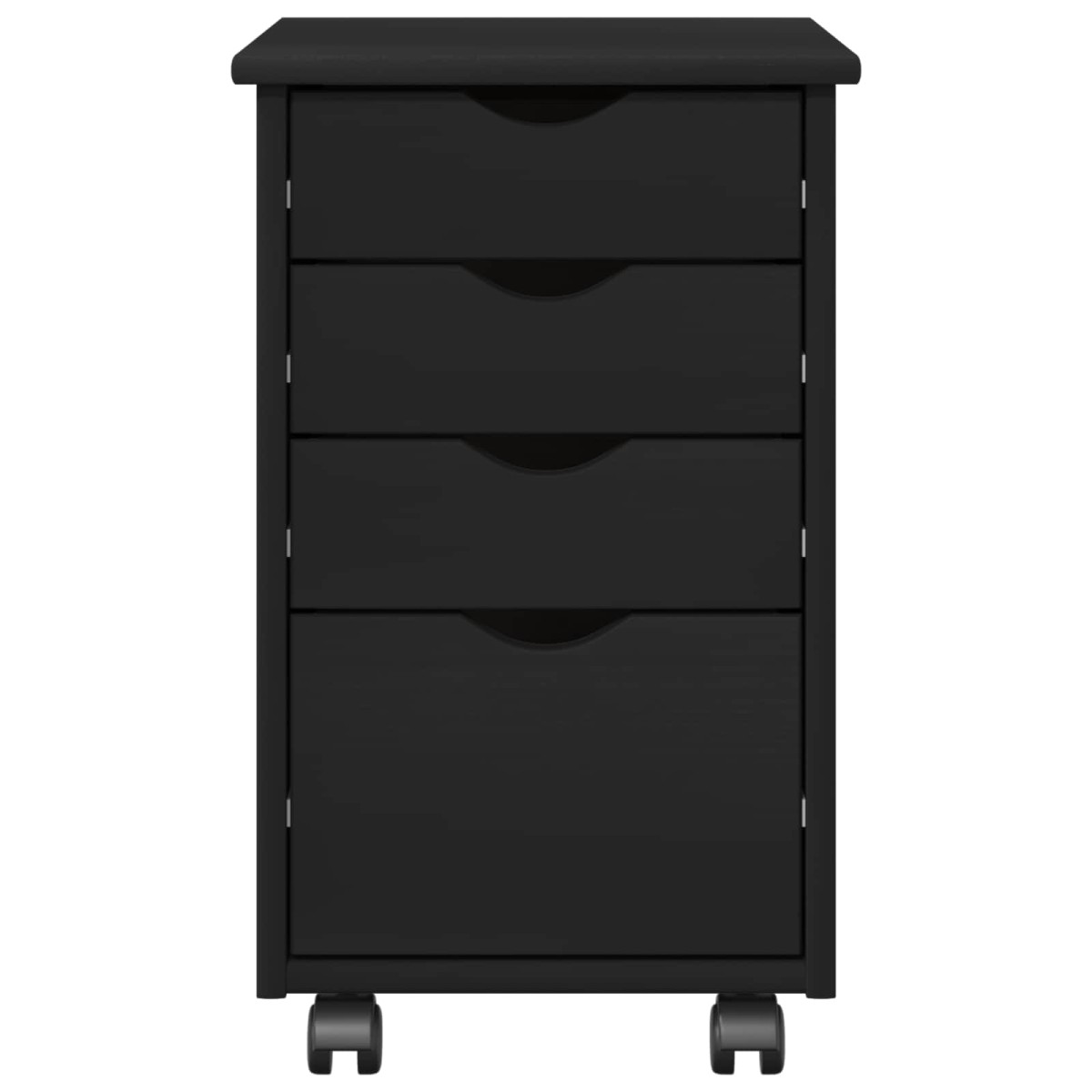 vidaXL Κινητό Ντουλάπι με τροχούς Μαύρο 34 x 39 x 56 εκ Στερεό πεύκο