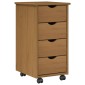 vidaXL Κινητό Ντουλάπι Μέλι Καφέ 34 x 39 x 65,5 cm Στερεό ξύλο πεύκου
