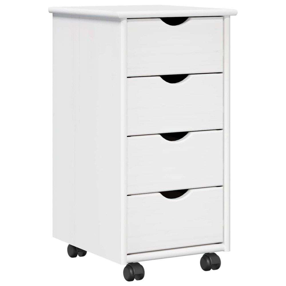 vidaXL Κινητό Ντουλάπι Λευκό 34 x 39 x 65,5 cm Στερεό ξύλο πεύκου