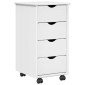 vidaXL Κινητό Ντουλάπι Λευκό 34 x 39 x 65,5 cm Στερεό ξύλο πεύκου