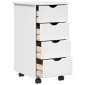 vidaXL Κινητό Ντουλάπι Λευκό 34 x 39 x 65,5 cm Στερεό ξύλο πεύκου