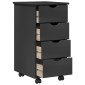 vidaXL Κινητό Ντουλάπι Γκρι 34 x 39 x 65,5 cm Στερεό ξύλο πεύκου