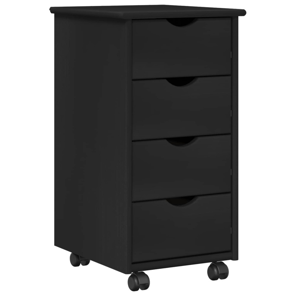 vidaXL Κινητό Ντουλάπι Μαύρο 34 x 39 x 65,5 cm Στερεό ξύλο πεύκου