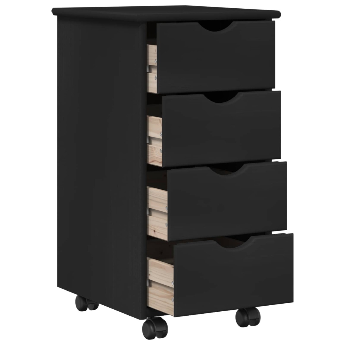 vidaXL Κινητό Ντουλάπι Μαύρο 34 x 39 x 65,5 cm Στερεό ξύλο πεύκου