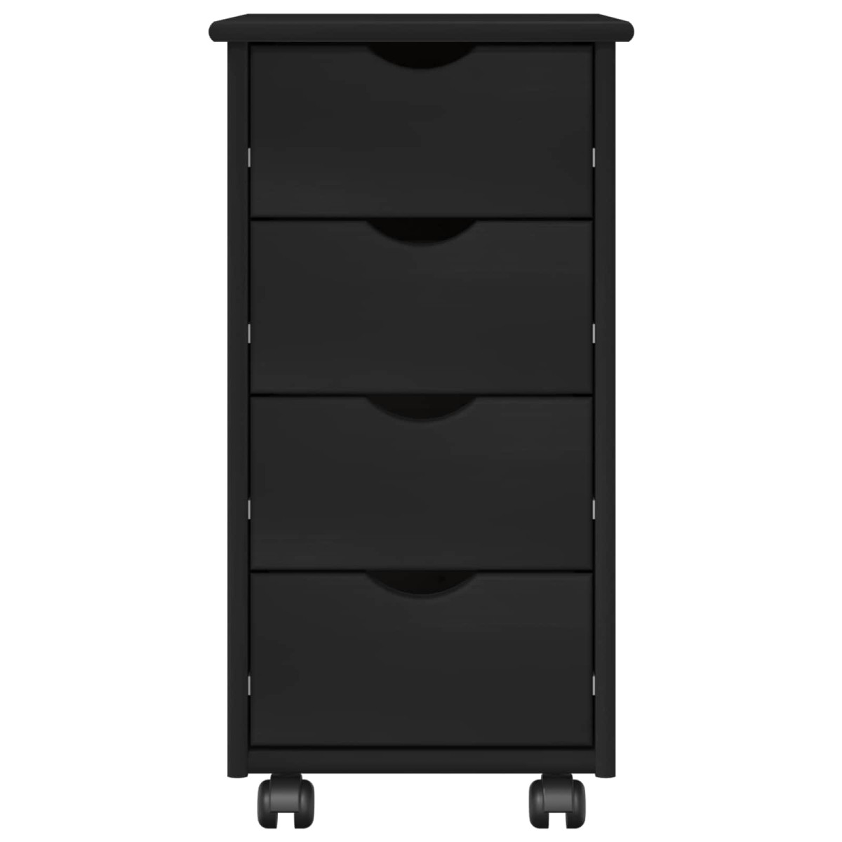 vidaXL Κινητό Ντουλάπι Μαύρο 34 x 39 x 65,5 cm Στερεό ξύλο πεύκου