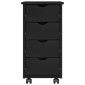vidaXL Κινητό Ντουλάπι Μαύρο 34 x 39 x 65,5 cm Στερεό ξύλο πεύκου