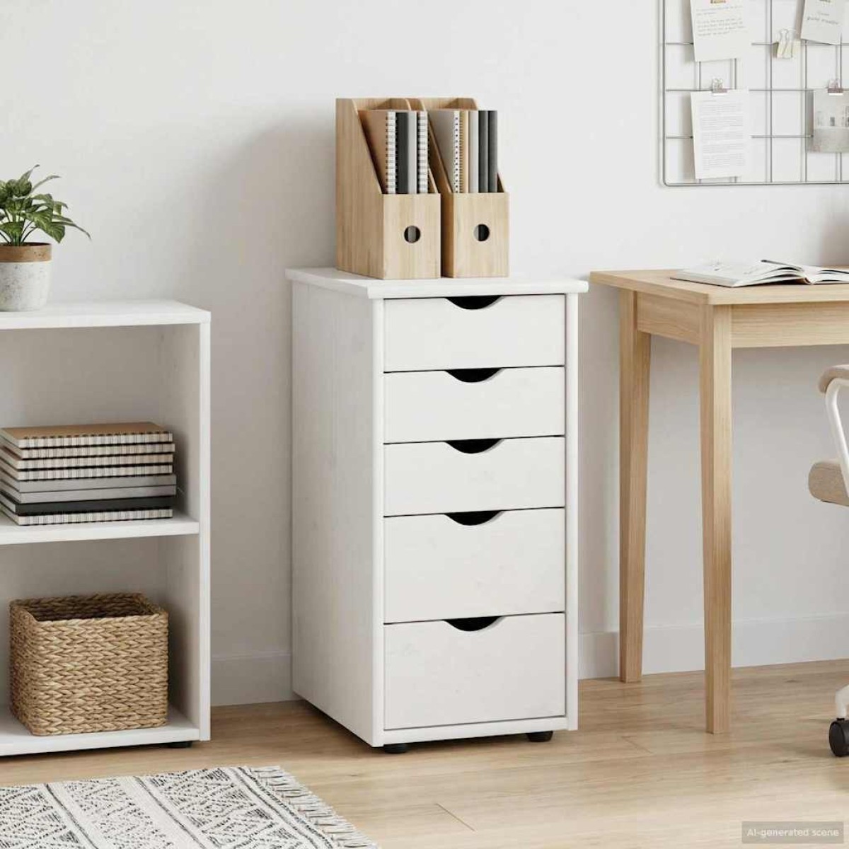 vidaXL Ντουλαπιού Λευκό 34 x 39 x 61,5 εκ Στερεό ξύλο πεύκου