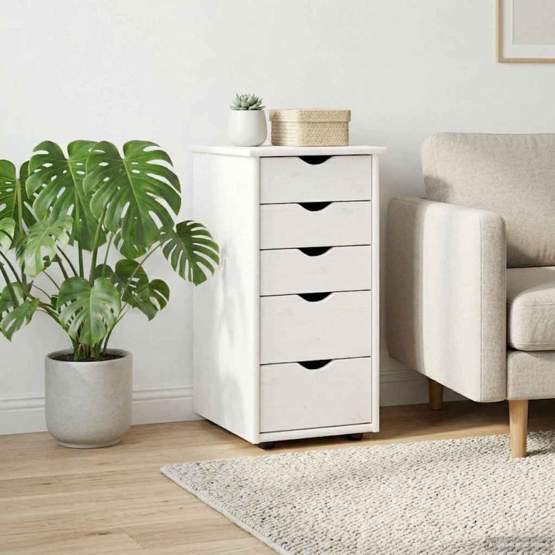 vidaXL Ντουλαπιού Λευκό 34 x 39 x 61,5 εκ Στερεό ξύλο πεύκου
