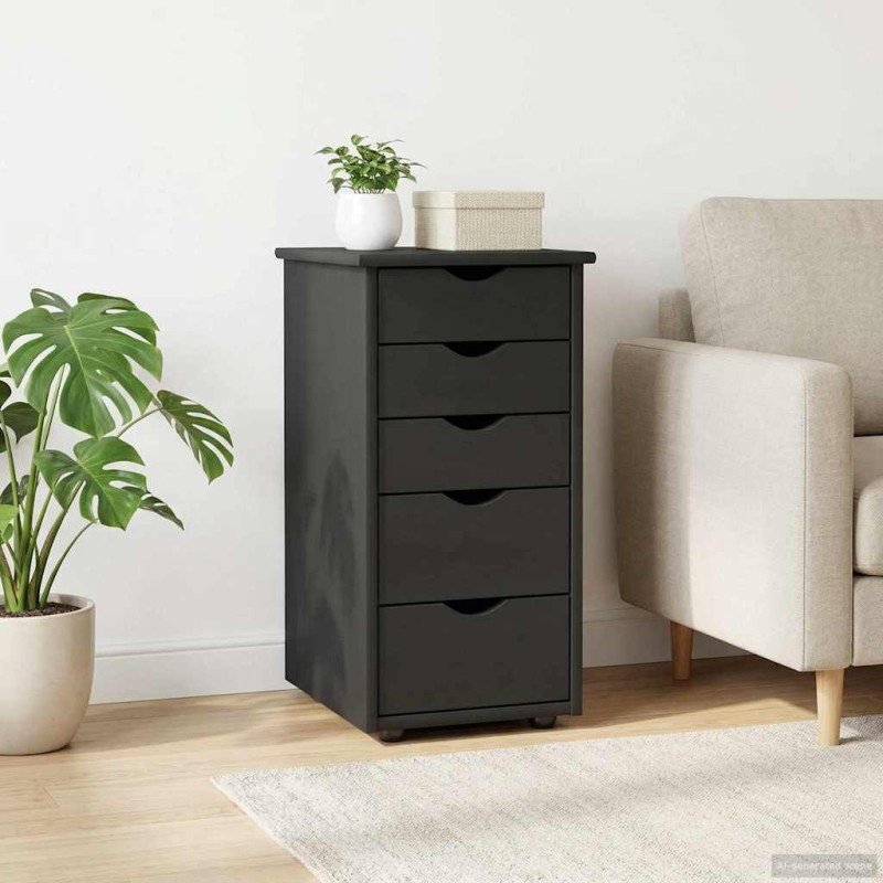 vidaXL Ντουλαπιού Γκρι 34 x 39 x 61,5 εκ Στερεό ξύλο πεύκου