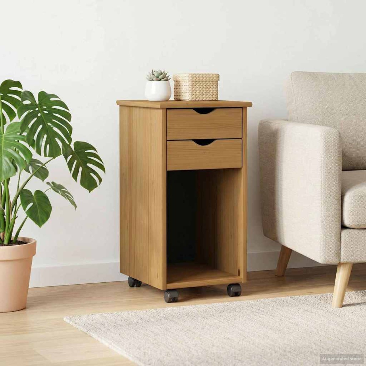 vidaXL Κινητό Ντουλάπι Μέλι Καφέ 34 x 39 x 65,5 cm Στερεό πεύκο