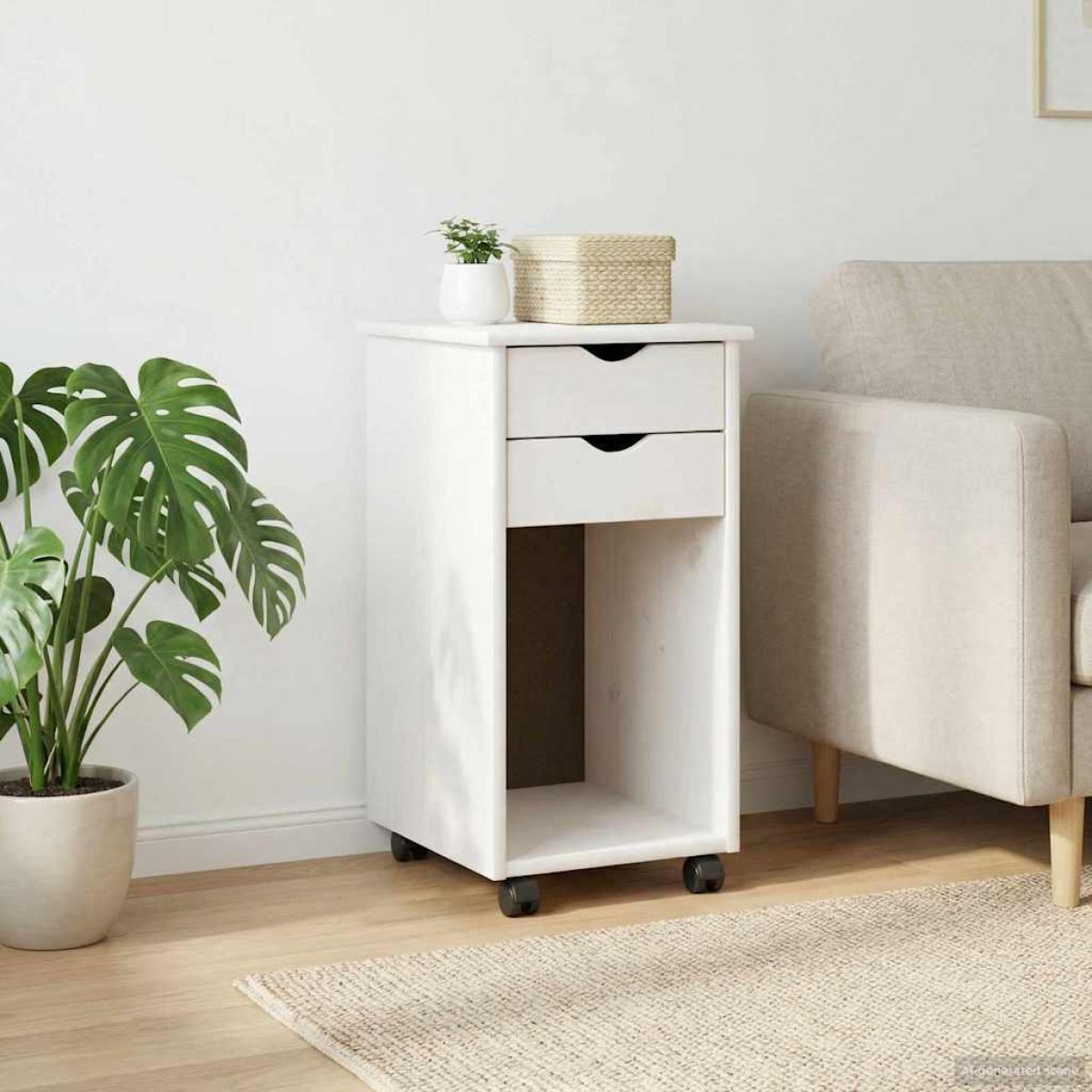 vidaXL Κινητό Ντουλάπι Λευκός 34 x 39 x 65,5 cm Στερεό πεύκο