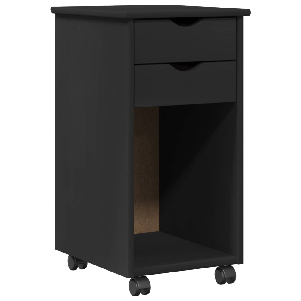 vidaXL Κινητό Ντουλάπι Μαύρο 34 x 39 x 65,5 cm Στερεό πεύκο