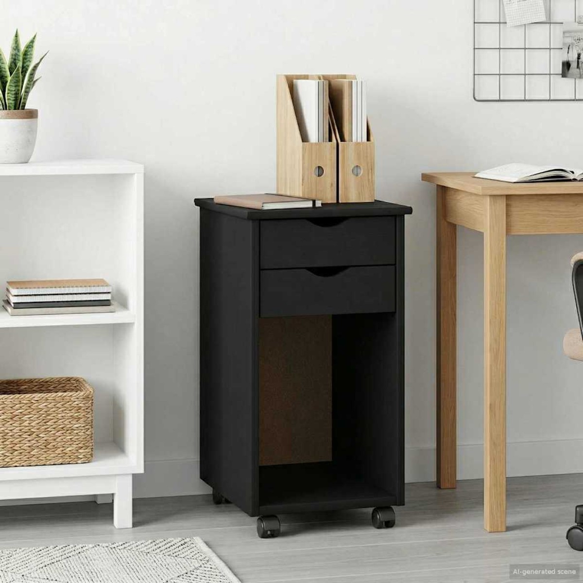 vidaXL Κινητό Ντουλάπι Μαύρο 34 x 39 x 65,5 cm Στερεό πεύκο