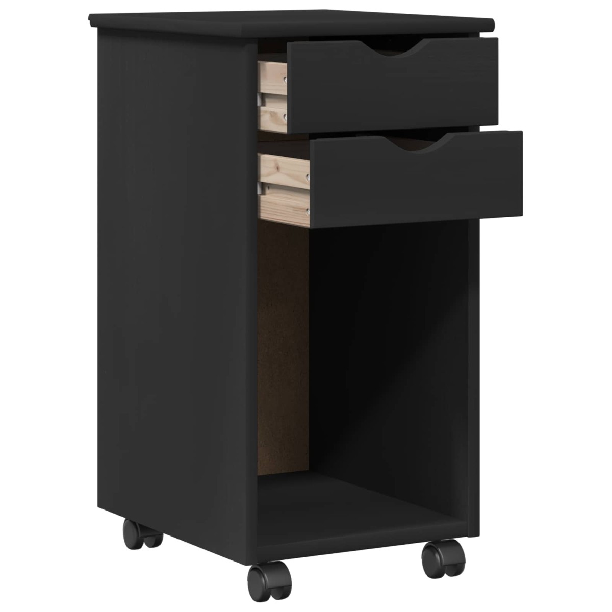 vidaXL Κινητό Ντουλάπι Μαύρο 34 x 39 x 65,5 cm Στερεό πεύκο