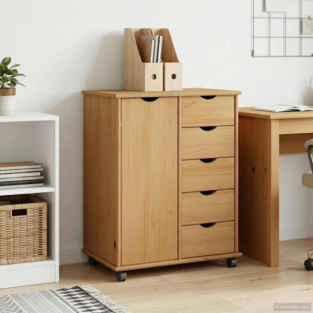 vidaXL Κινητό Ντουλάπι Μέλι Καφέ 63,5 x 39 x 79 εκ. Στερεό ξύλο πεύκου